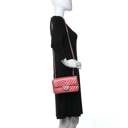 Chanel Patent Calfskin Chevron Quilted Mini Rectangular Flap Pink 2 of 9