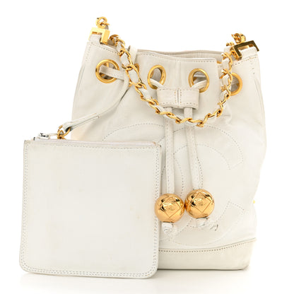 Chanel Lambskin CC Drawstring Bucket Bag White 2 of 20