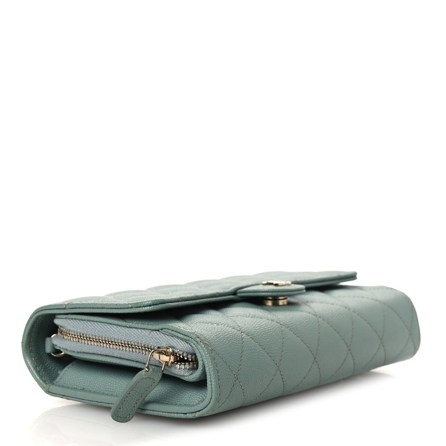 Chanel Caviar Quilted Phone Holder Wallet on Removable Chain Light Blue 5 of 18