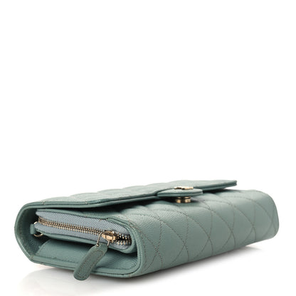 Chanel Caviar Quilted Phone Holder Wallet on Removable Chain Light Blue 5 of 18