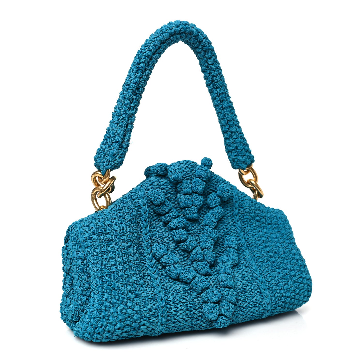 Bottega Veneta Wool Knit Lambskin Tip Shoulder Bag Duck Green 3 of 10