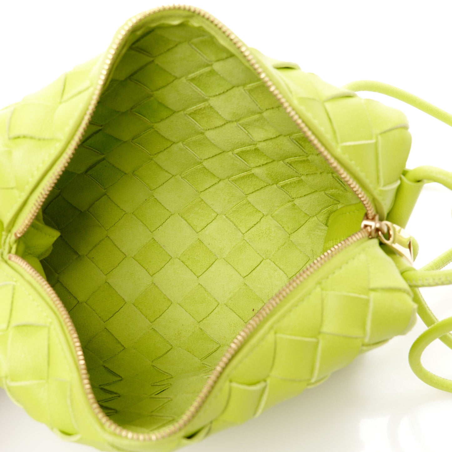 Nappa Intrecciato Mini Loop Camera Bag Acid Kiwi