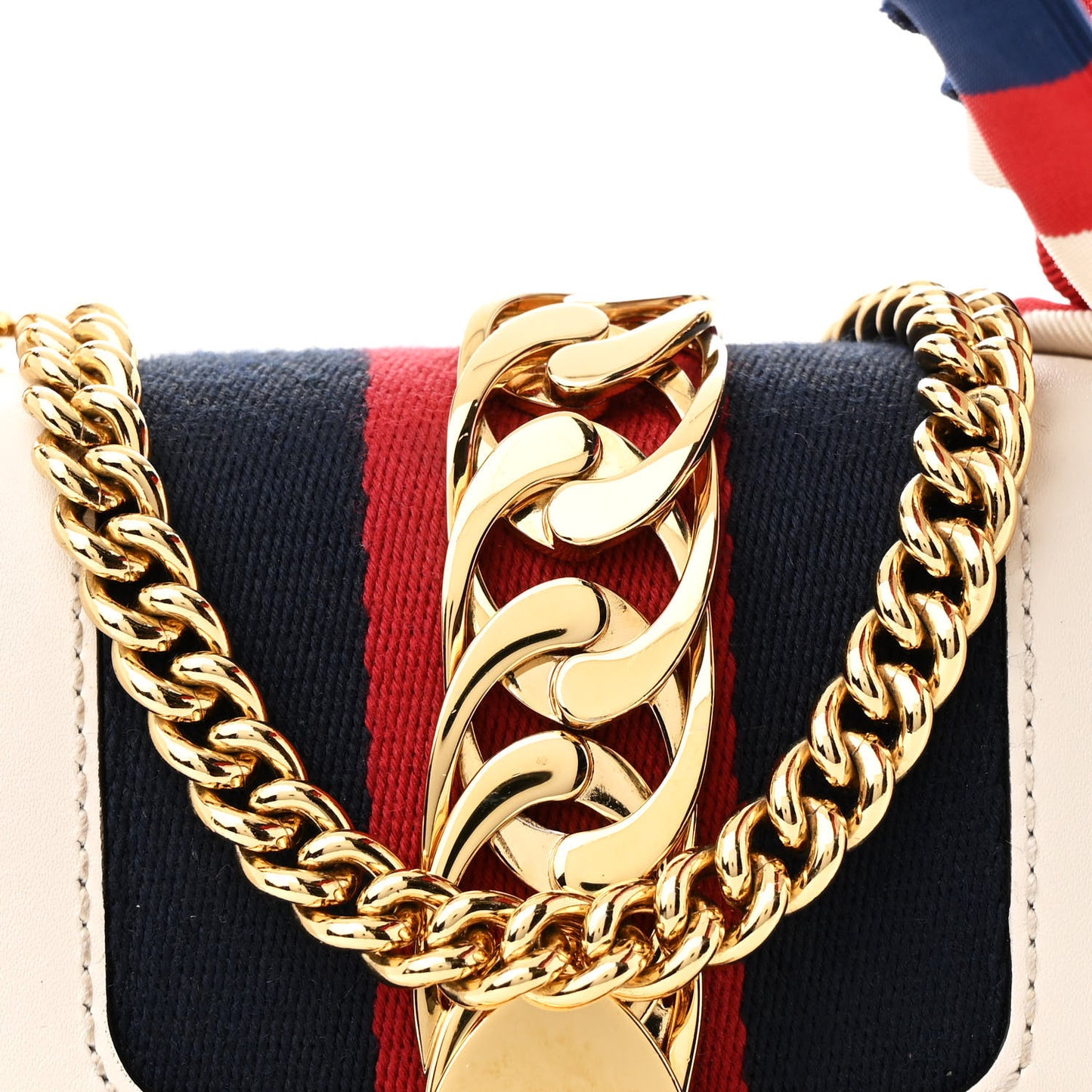 Calfskin Mini Sylvie Chain Shoulder Bag White