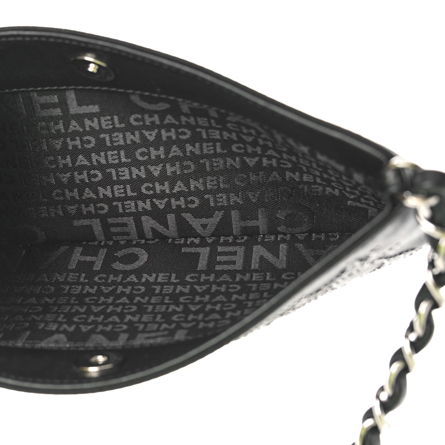 Chanel Satin Crystal Camellia Evening Bag Black 5 of 9