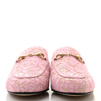 Gucci Lace Malaga Kid Womens Princetown Slippers 37.5 Sugar Pink Skin Rose 2 of 8