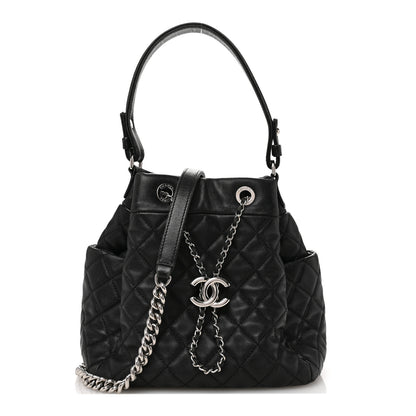 Chanel Lambskin Quilted CC Chain Bucket Bag Black Black 1 of 14