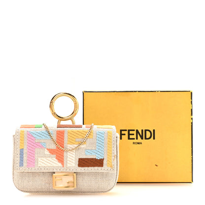 Fendi Kuban Canvas FF Embroidered Nano Baguette Charm Grezzo Multicolor 11 of 11