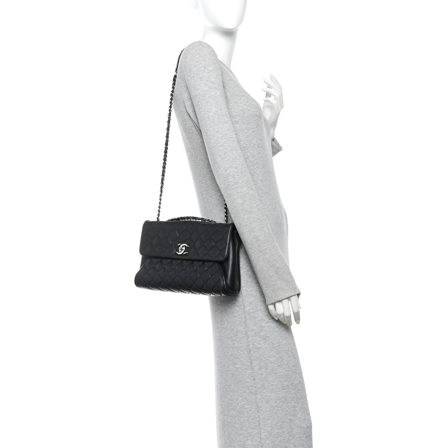 Chanel Calfskin Quilted Fold Up Again Flap Bag Black 2 of 10