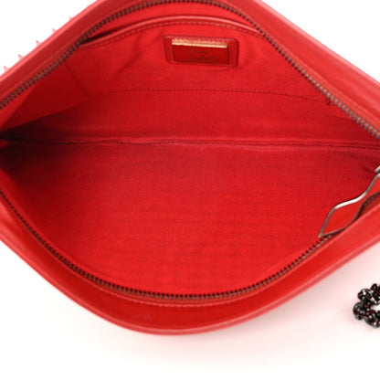 Christian Louboutin Calfskin Studded Loubiposh Clutch Red 5 of 15
