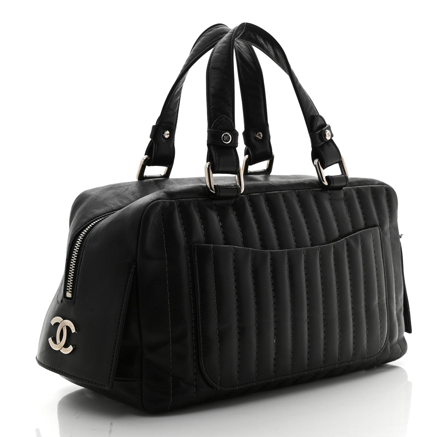 Chanel Lambskin Vertical Quilted Mademoiselle Satchel Black 3 of 10