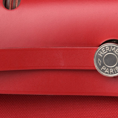 Hermes Military Toile Vache Hunter Herbag Zip PM 31 Rouge Piment 12 of 13