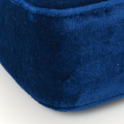 Gucci Velvet Matelasse Small GG Marmont Shoulder Bag Cobalt Blue 8 of 9