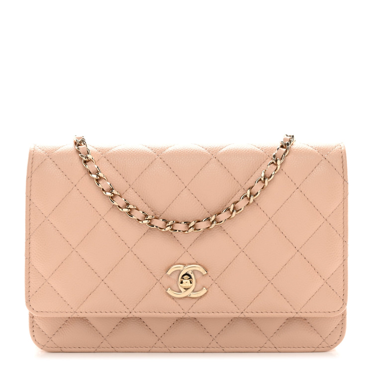 Chanel Caviar Quilted Bow Wallet On Chain WOC Light Beige 1 of 11