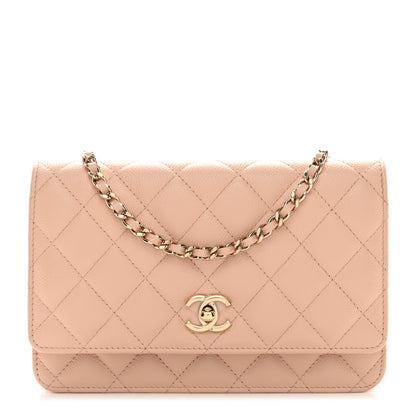 Chanel Caviar Quilted Bow Wallet On Chain WOC Light Beige 1 of 11