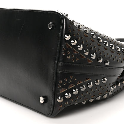 Alaia Calfskin Laser Cut Studded Mina 32 Tote Tote Black 10 of 12