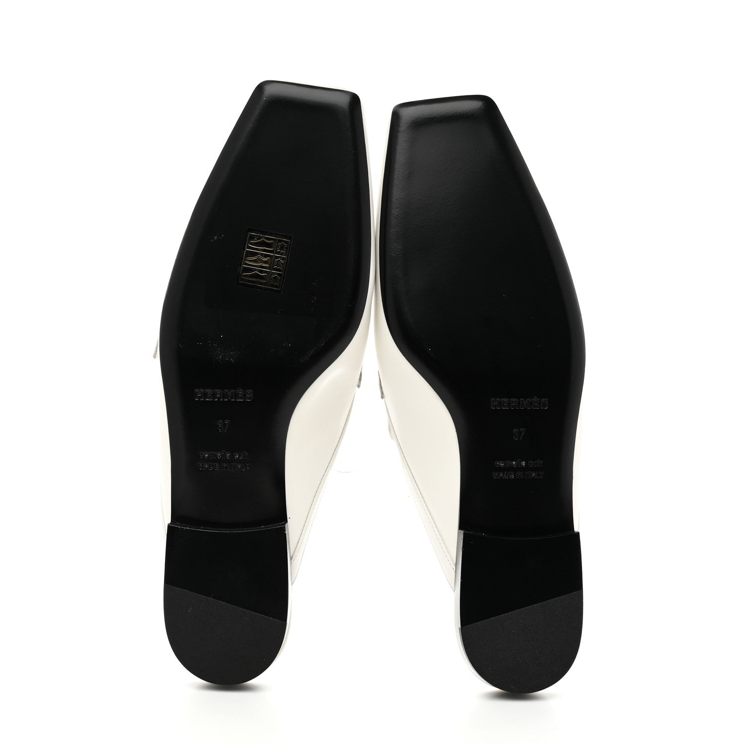 Hermes Calfskin Womens Groupie Mules 37 White 5 of 11