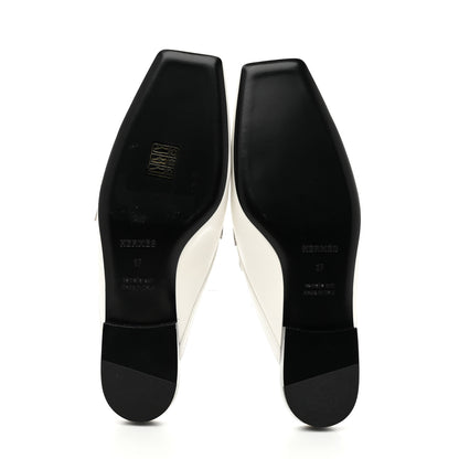 Hermes Calfskin Womens Groupie Mules 37 White 5 of 11