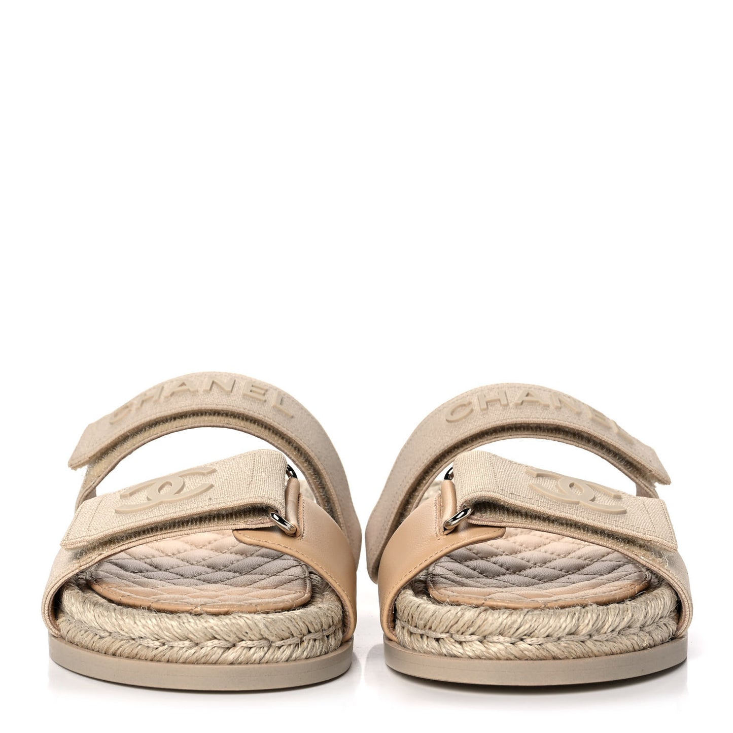 Grosgrain Lambskin Elastic Flat Mules 36 Beige