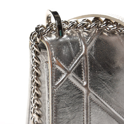 Christian Dior Metallic Crinkled Lambskin Medium Diorama Flap Bag Silver 14 of 17