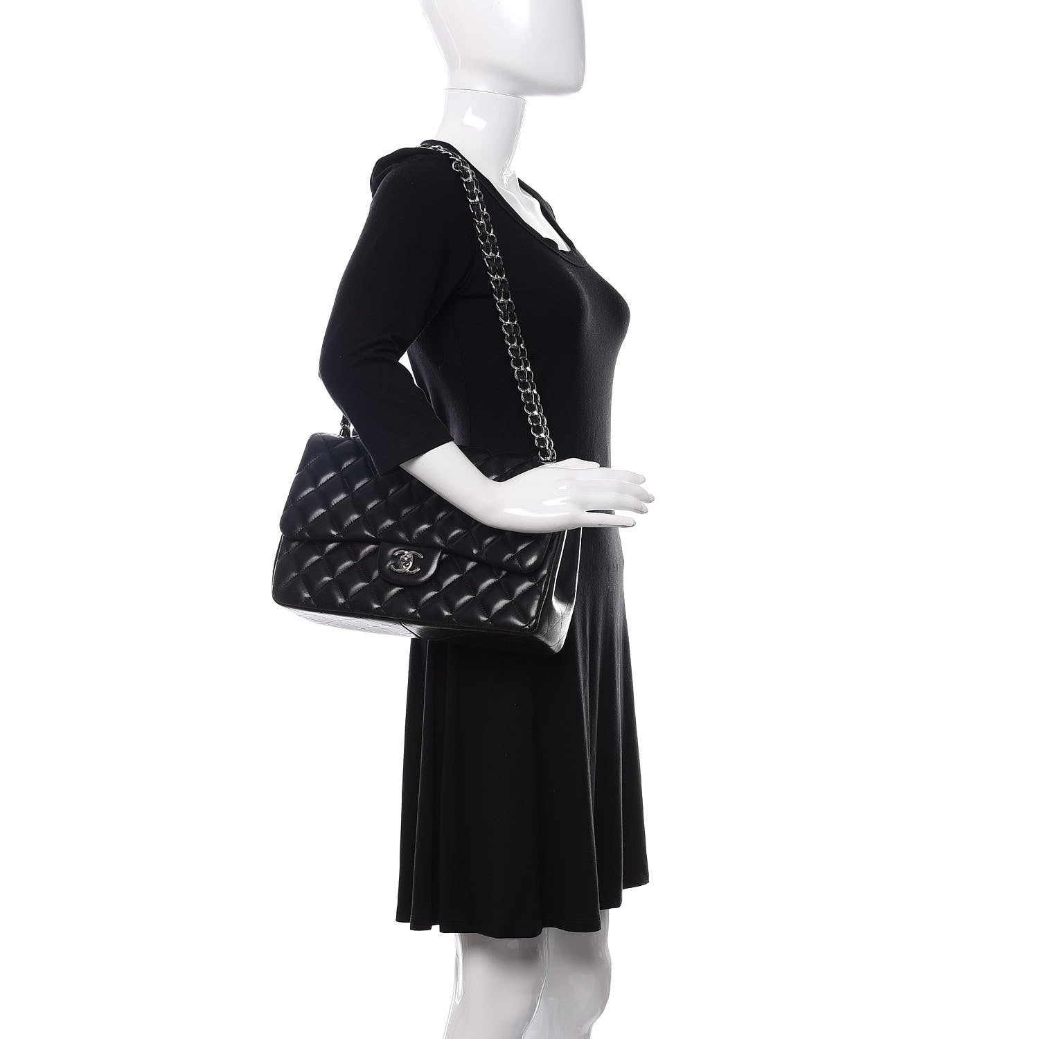 Chanel Lambskin Quilted Jumbo Double Flap Black 2 of 12