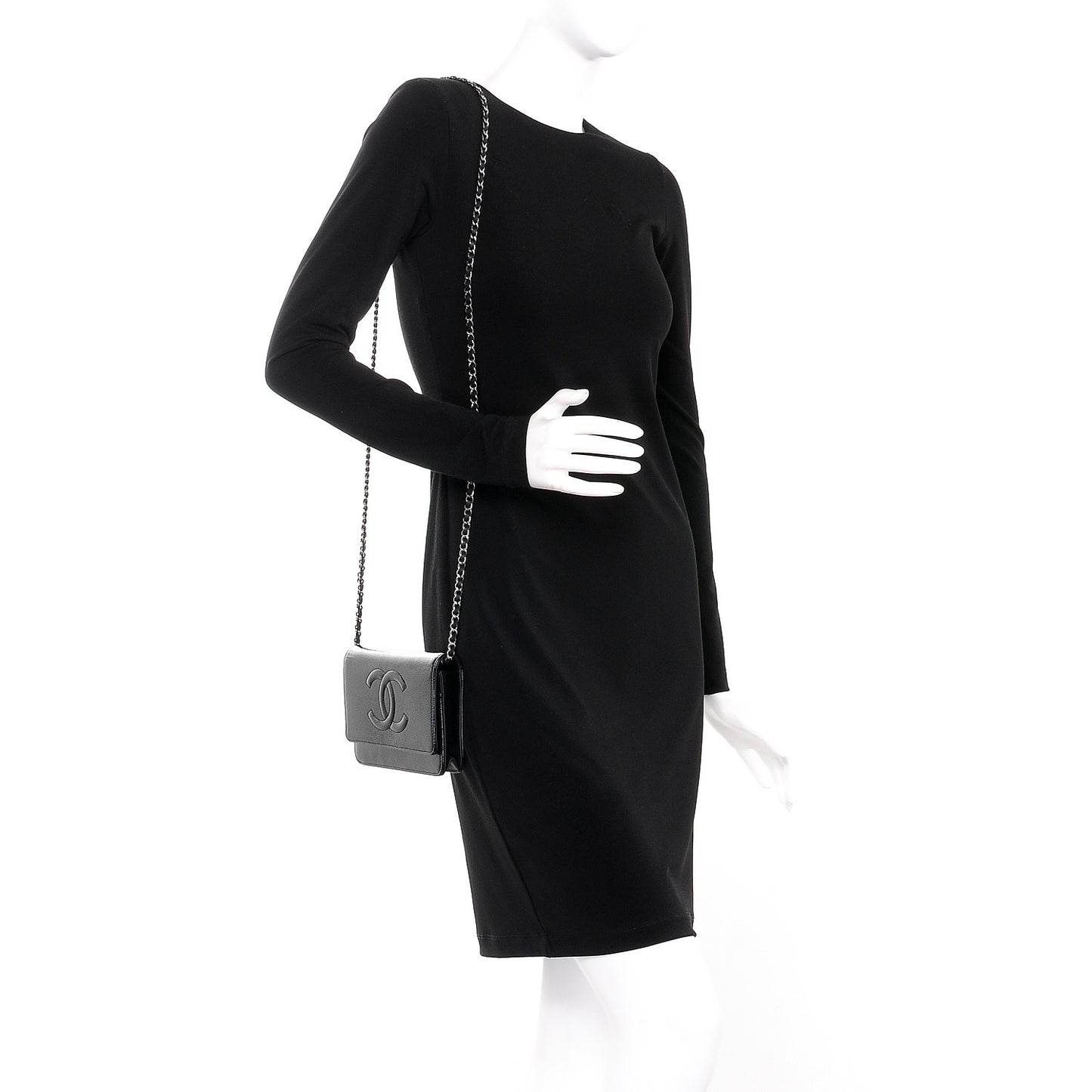 Patent Caviar Timeless CC Wallet on Chain WOC Black