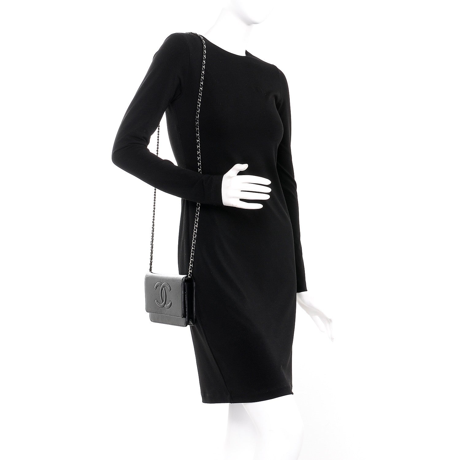 Chanel Patent Caviar Timeless CC Wallet on Chain WOC Black 2 of 8