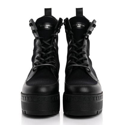 Louis Vuitton Canvas Monogram Laureate Platform Desert Boots 36 Black 3 of 10