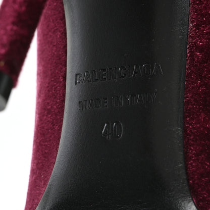 Balenciaga Velvet Extreme Pointed Toe Knife Booties 40 Rouge Prune 6 of 6