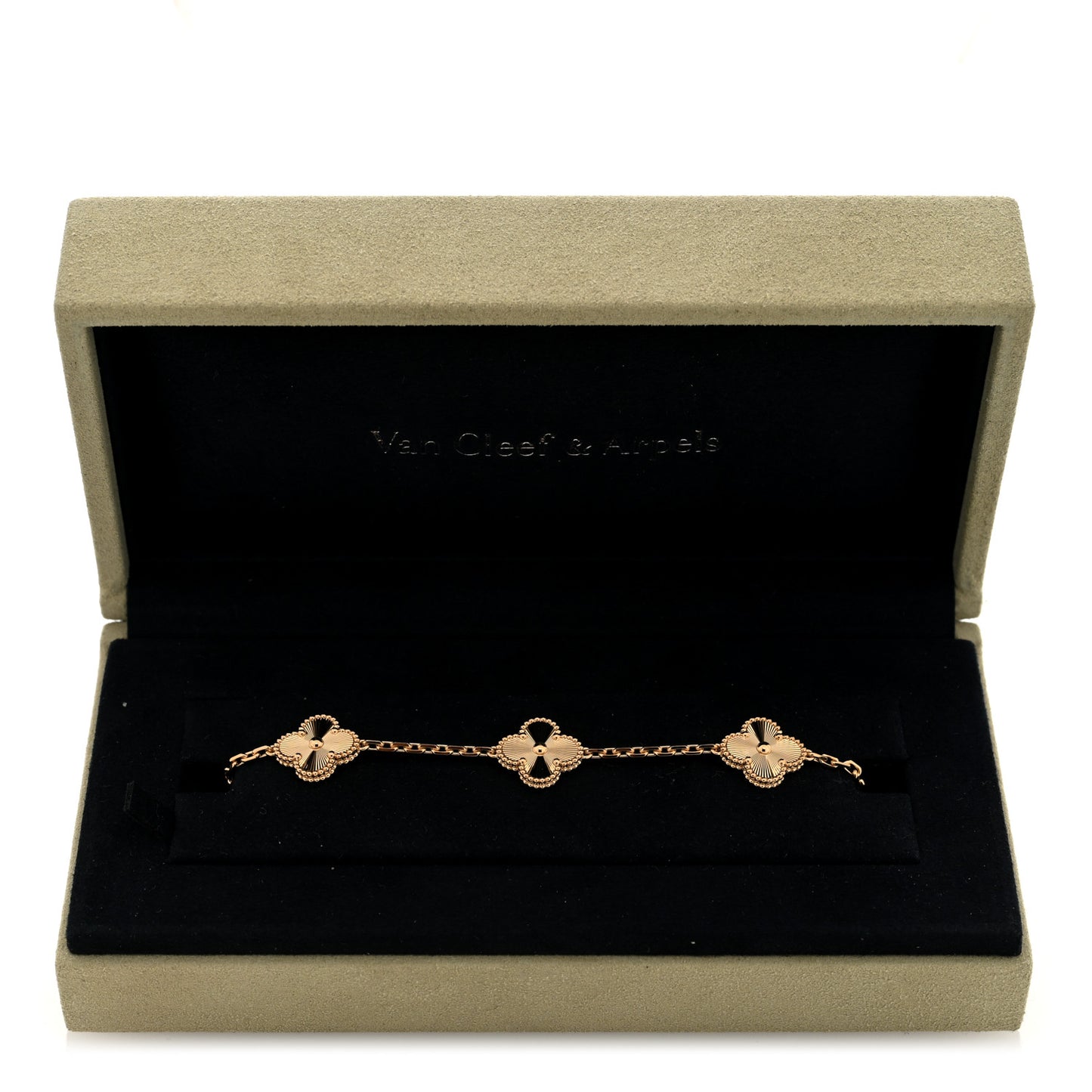 18K Yellow Gold 5 Motifs Guilloche Vintage Alhambra Bracelet