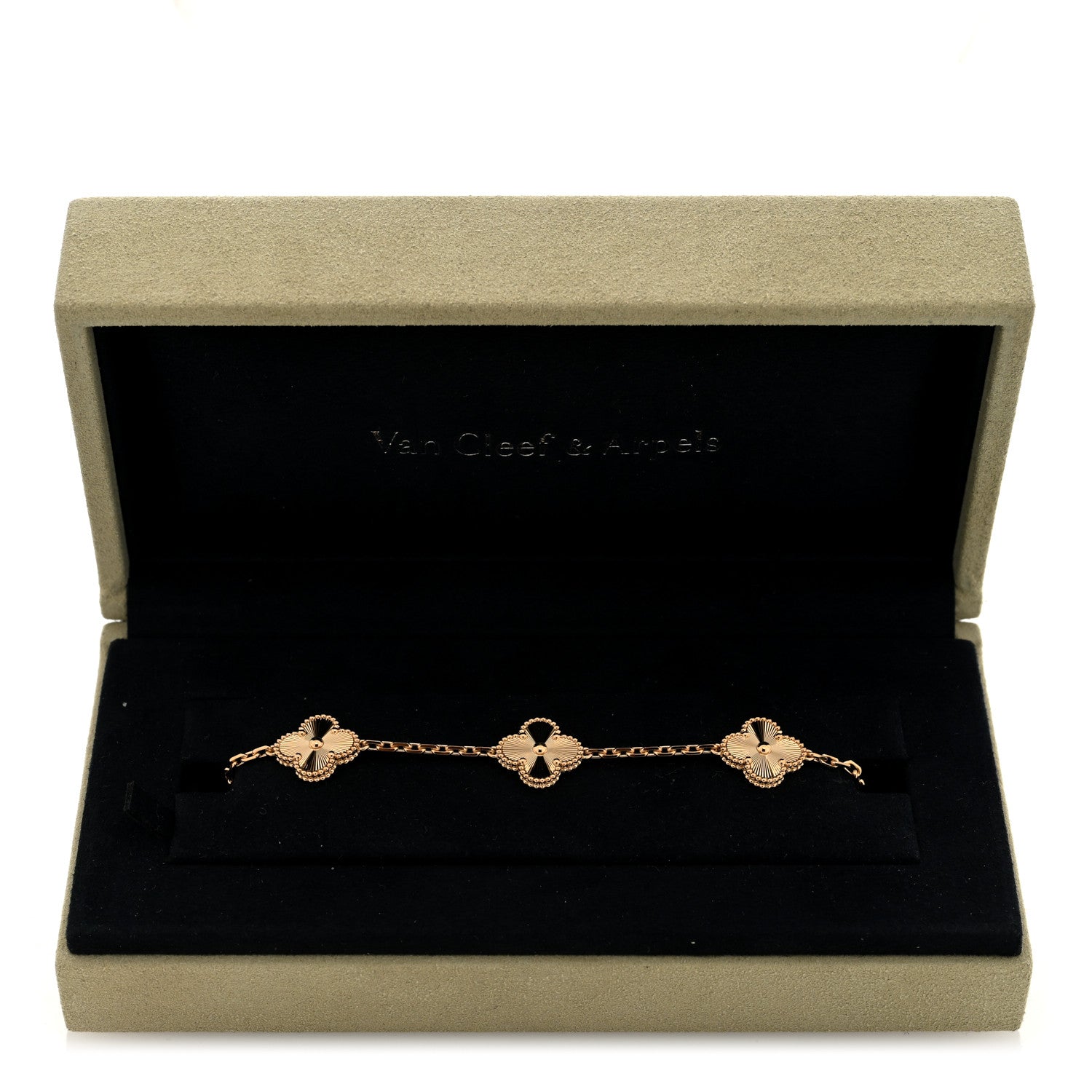 Van Cleef & Arpels 18K Yellow Gold 5 Motifs Guilloche Vintage Alhambra Bracelet 4 of 4