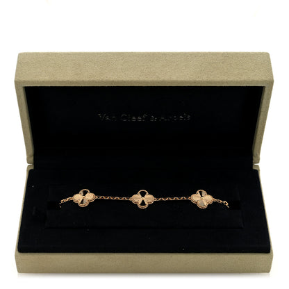Van Cleef & Arpels 18K Yellow Gold 5 Motifs Guilloche Vintage Alhambra Bracelet 4 of 4