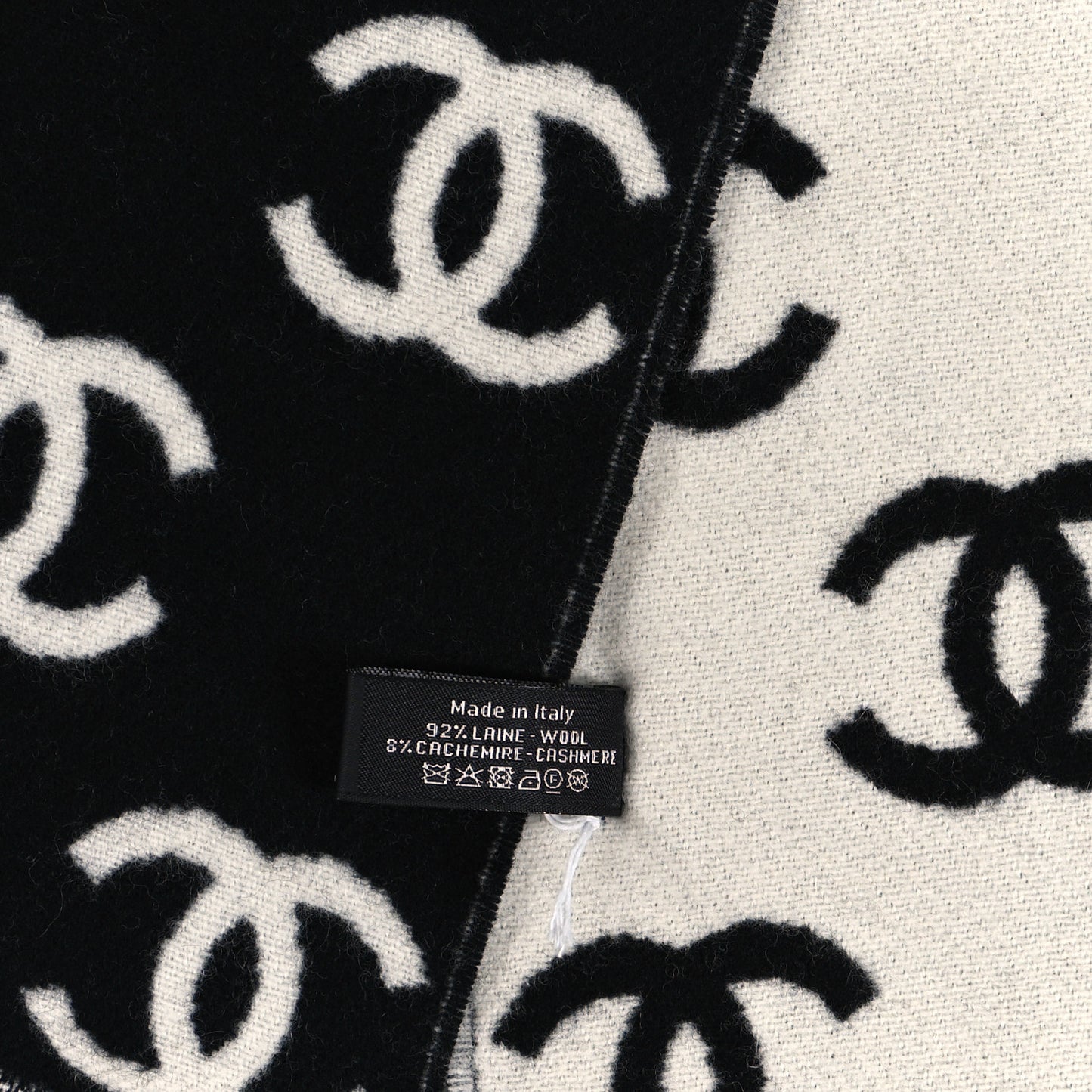 Wool Cashmere CC Scarf Black White