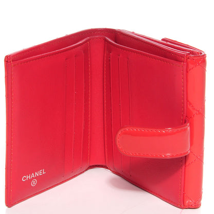 Chanel Patent Quilted CC French Wallet Dark Pink 5 of 8