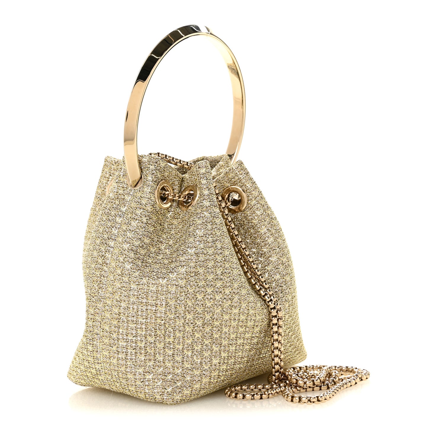 Metallic Woven Bon Bon Bag Champagne