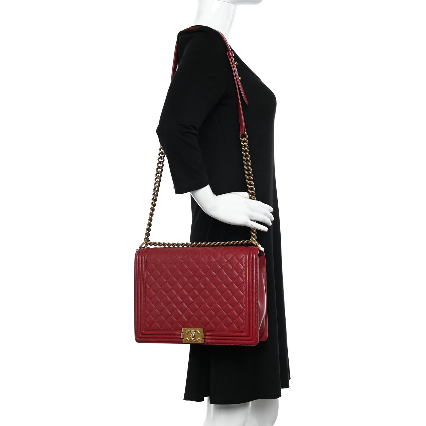 Lambskin Quilted Large Boy Flap Red