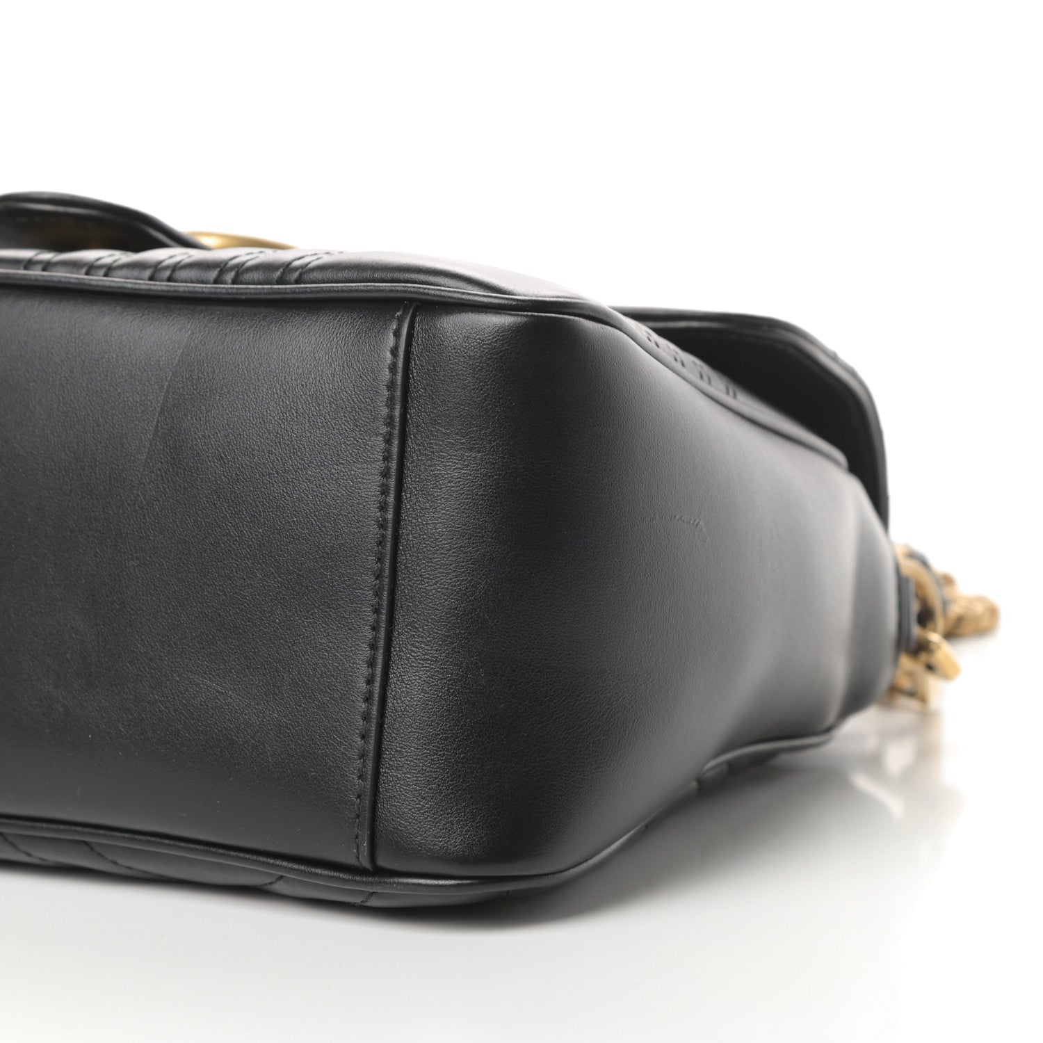 Gucci Calfskin Matelasse Small GG Marmont Top Handle Shoulder Bag Black 10 of 13