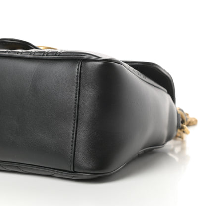 Gucci Calfskin Matelasse Small GG Marmont Top Handle Shoulder Bag Black 10 of 13