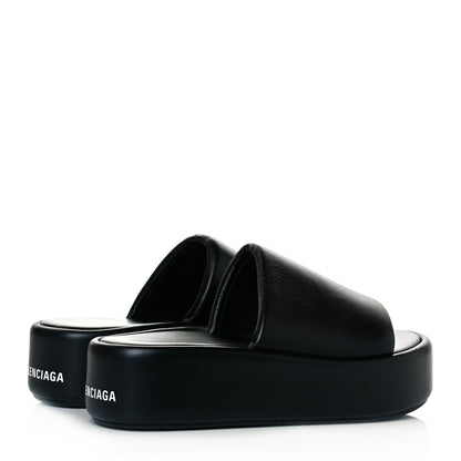 Balenciaga Smooth Nappa Logo Rise Platform Sandals 38 Black White 4 of 8