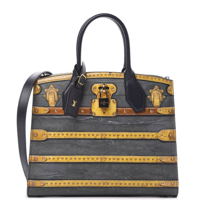 Louis Vuitton Calfskin Trunk City Steamer MM Black 1 of 13