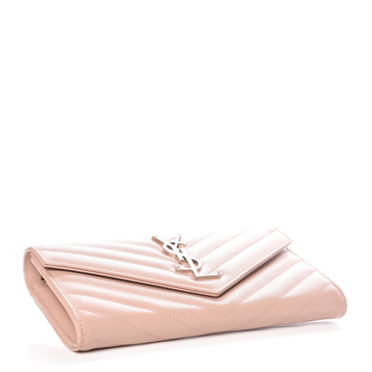 Saint Laurent Grain De Poudre Matelasse Chevron Monogram Flap Wallet Pale Pink 4 of 7