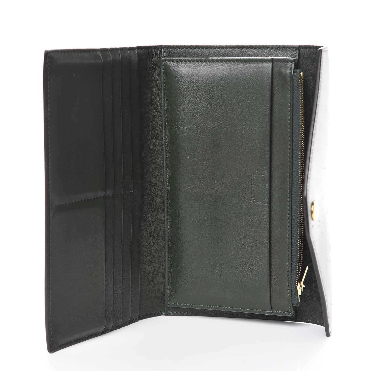 Celine Smooth Calfskin Pocket Tri-Fold Multifunction Envelope Flap Wallet Jade 5 of 26