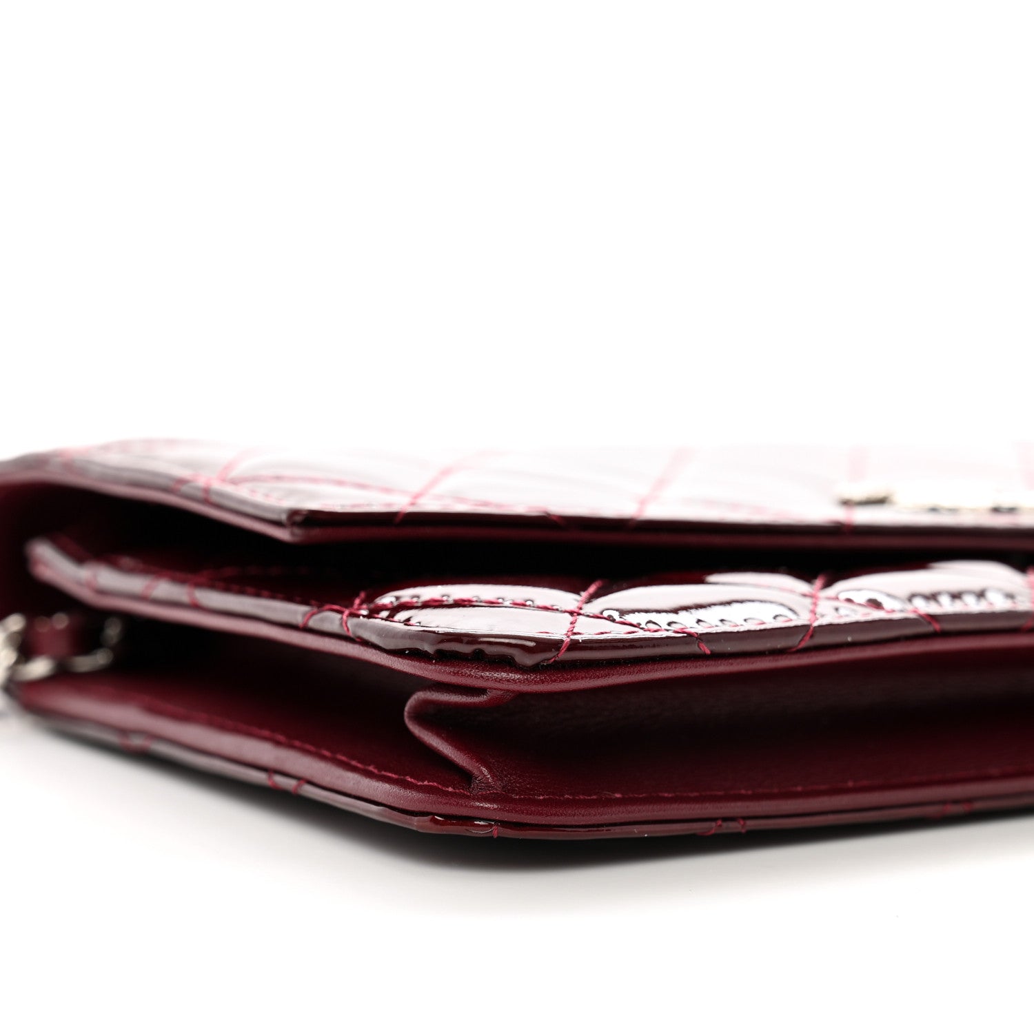 Chanel Patent Quilted Brilliant Wallet On Chain WOC Red 9 of 11