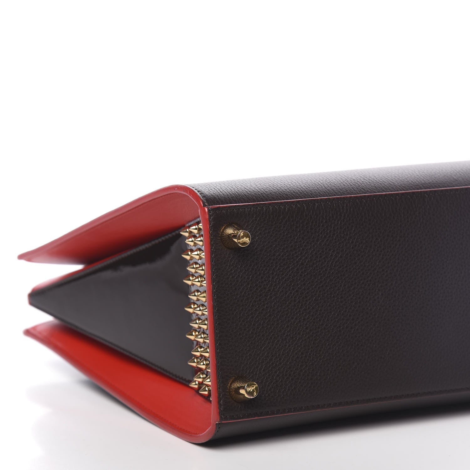 Christian Louboutin Calfskin Patent Leopard Spiked Medium Paloma Brown 9 of 10