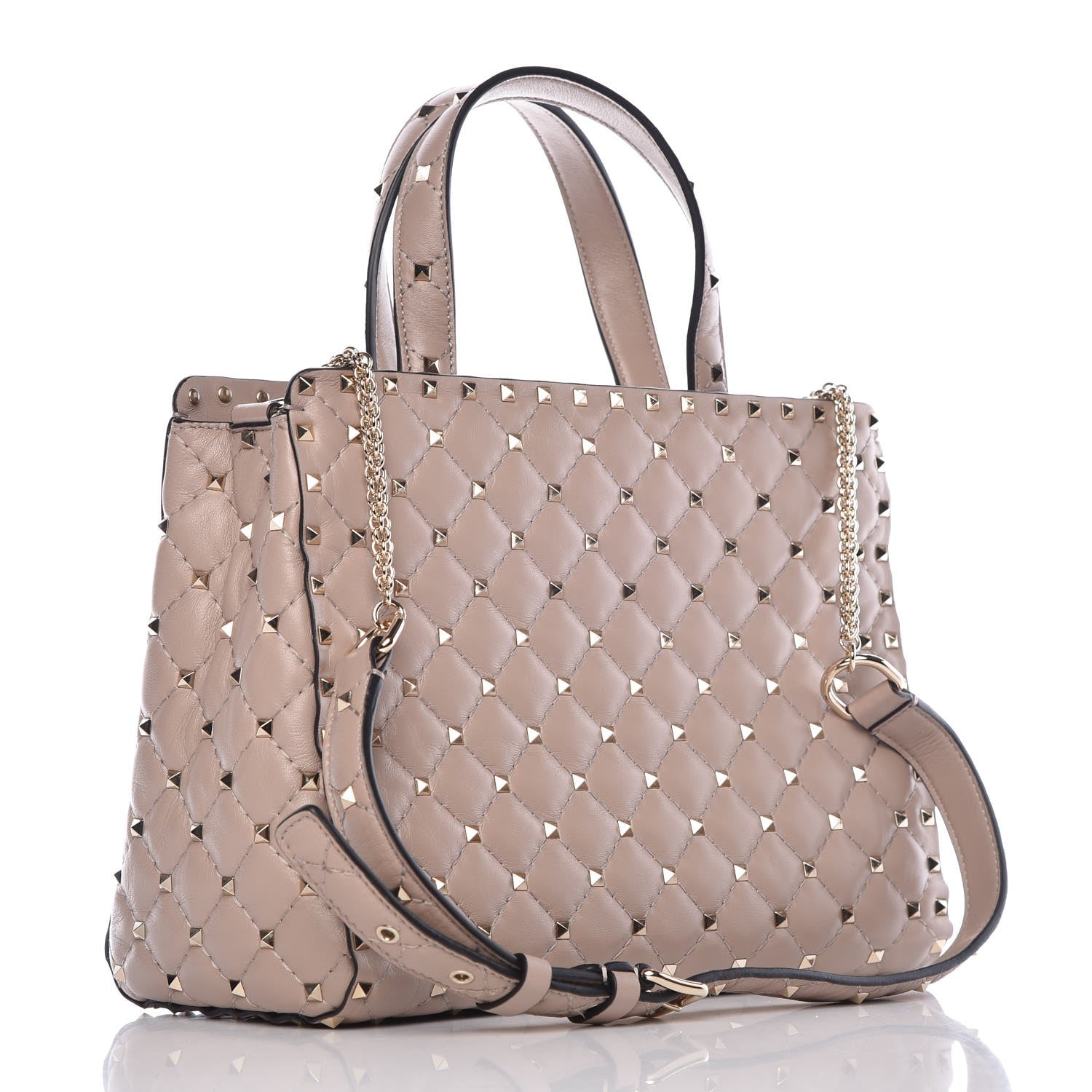 Valentino Garavani Nappa Rockstud Spike Tote Poudre 4 of 8