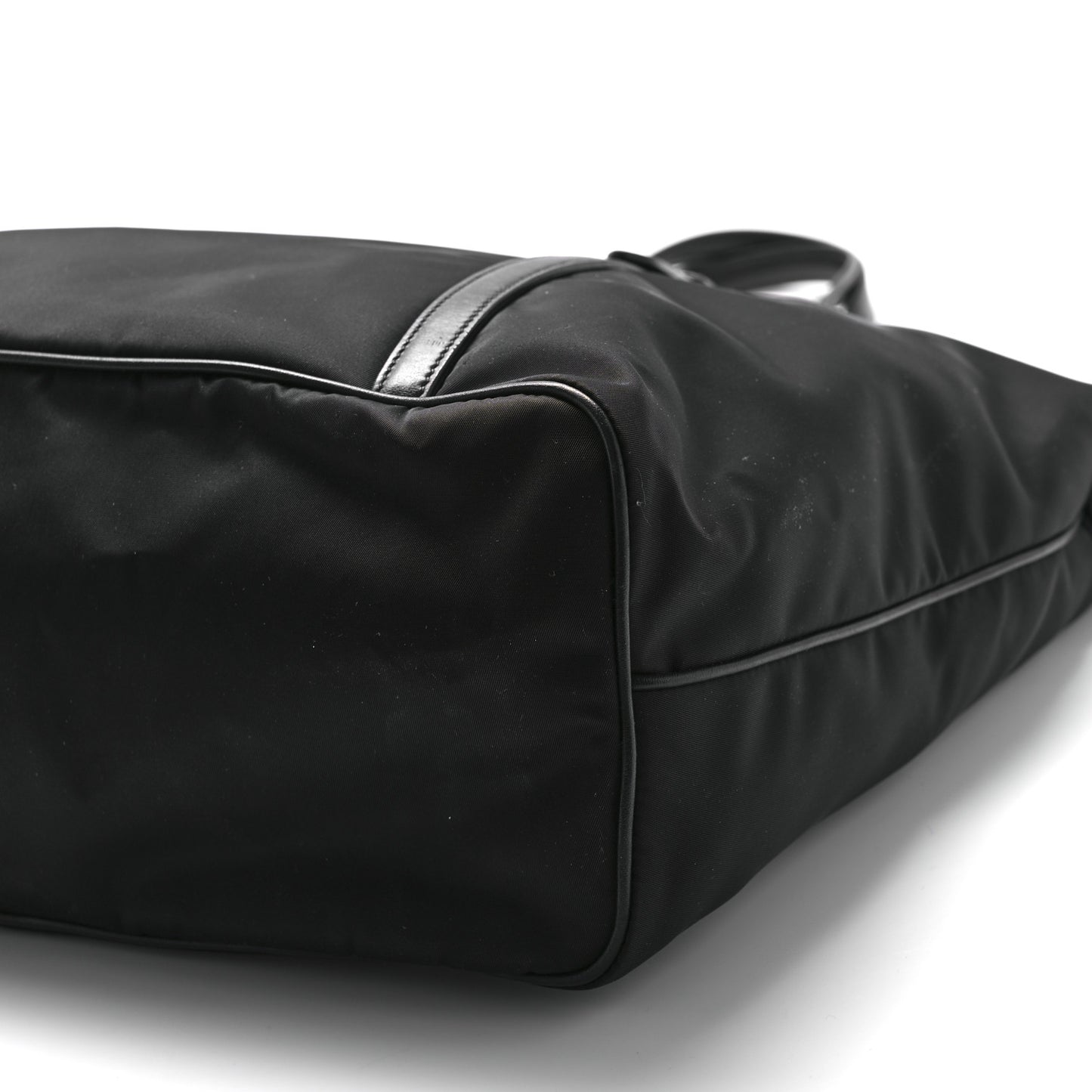 Tessuto Nylon Calfskin Shopping Tote Black