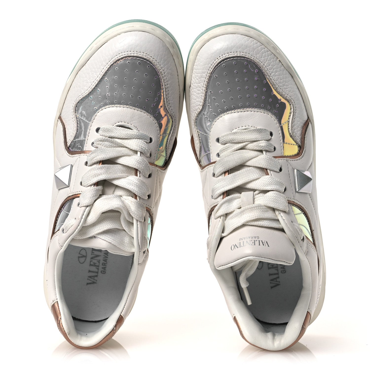Valentino Garavani Nappa Metallic One Stud Low Top Sneakers 37 White 2 of 14