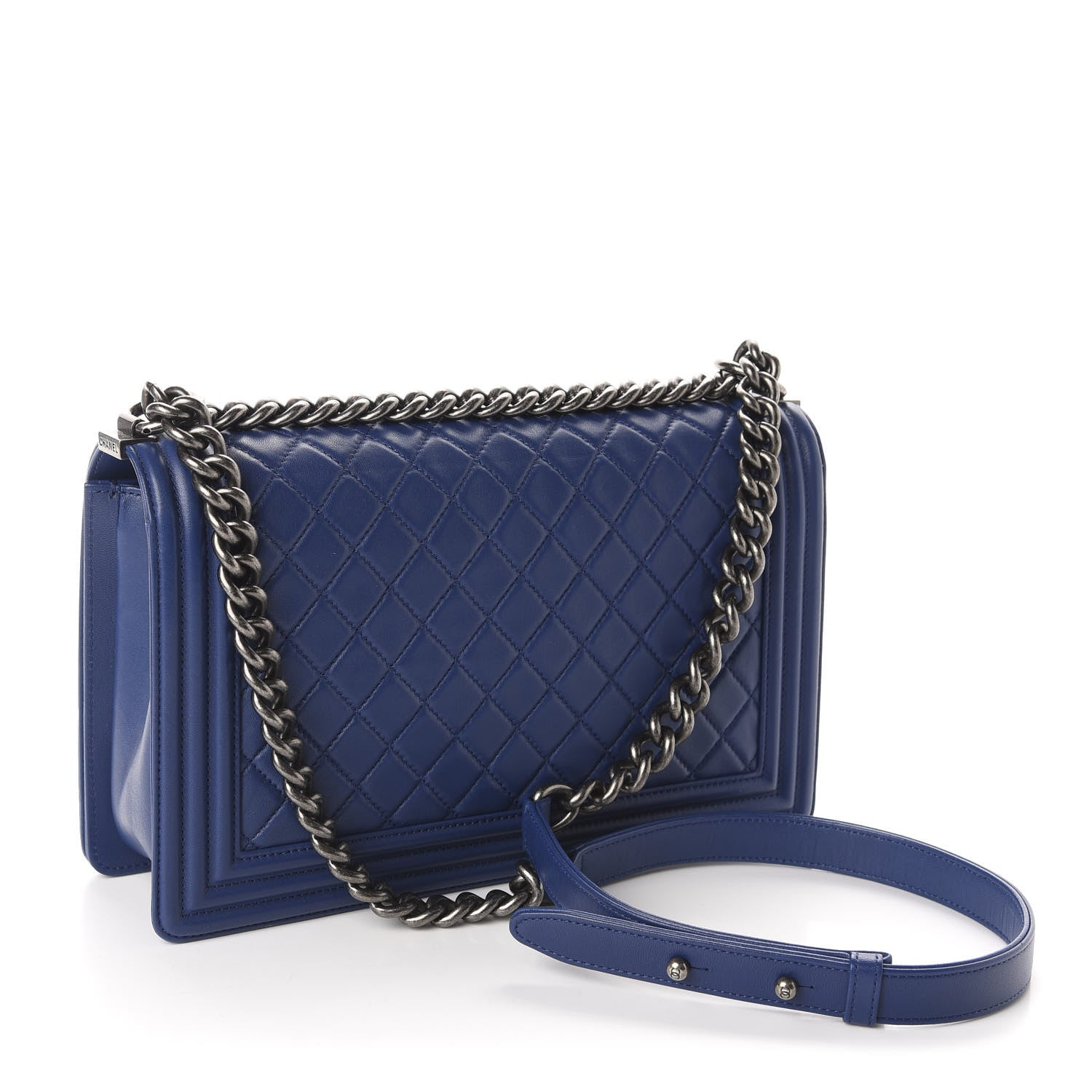 Chanel Lambskin Quilted New Medium Boy Flap Dark Blue 3 of 11