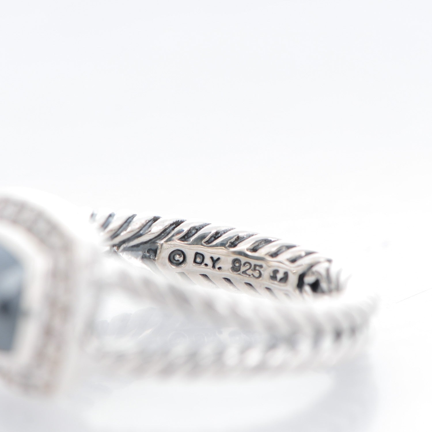 David Yurman Sterling Silver Diamond Hematine 7mm Petite Albion Ring 54 7 4 of 4