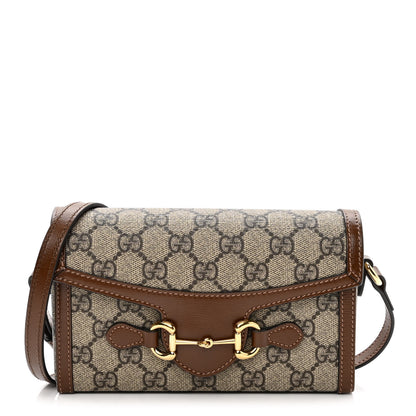 Gucci GG Supreme Monogram Mini Horsebit 1955 Shoulder Bag Beige Brown Sugar 1 of 10