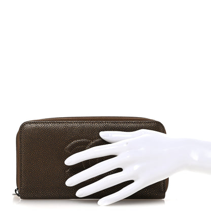 Chanel Metallic Caviar Large Timeless CC Zip Around Wallet Bronze 2 of 9